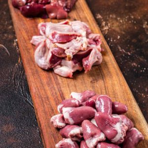 Duck livers and gizzards